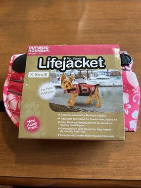 Outward Hound Pink Aloha Print Pet Lifejacket